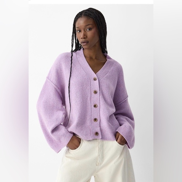 Free People Sweaters - Free People Cool Of The Night Cardigan Lilac Spell Melange M NWT Oversized